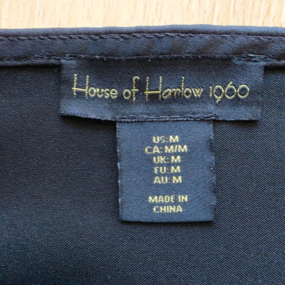 House of Harlow 1960 Black Satin Lace Trim Midi Slip Skirt Womens Size Medium - Picture 3 of 8